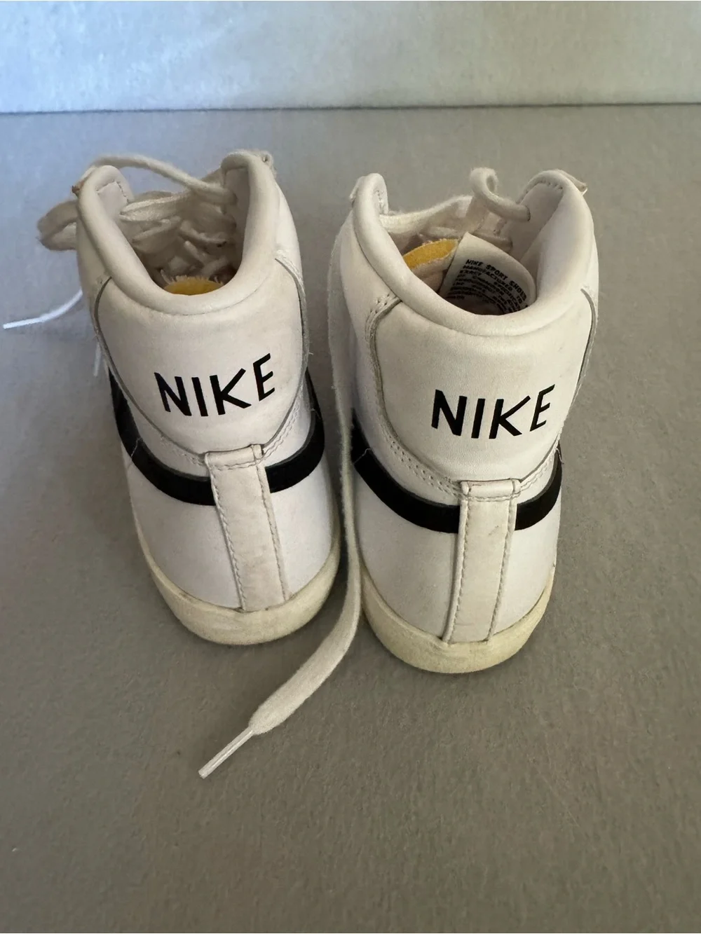 Nike White and Black Mid-Top Sneakers with Suede Accents